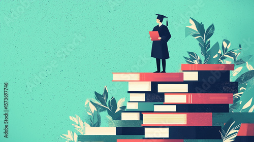 Create a conceptual poster design that visually represents student loan financing for a financial institution. 