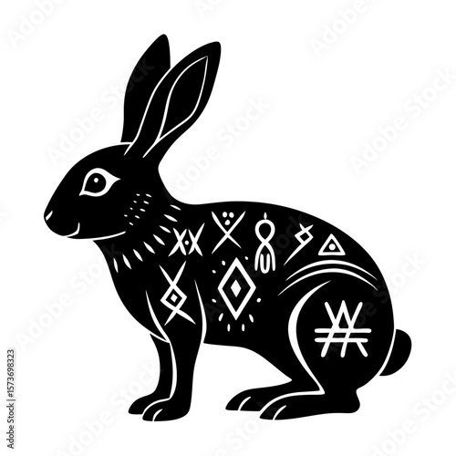 Elegant stylized hare art showcases a detailed design, perfect for branding, logos, and creative projects with a nature theme.