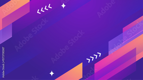 Abstract purple background featuring colorful angled shapes and stars. Perfect for a dynamic and eye-catching design project or presentation.