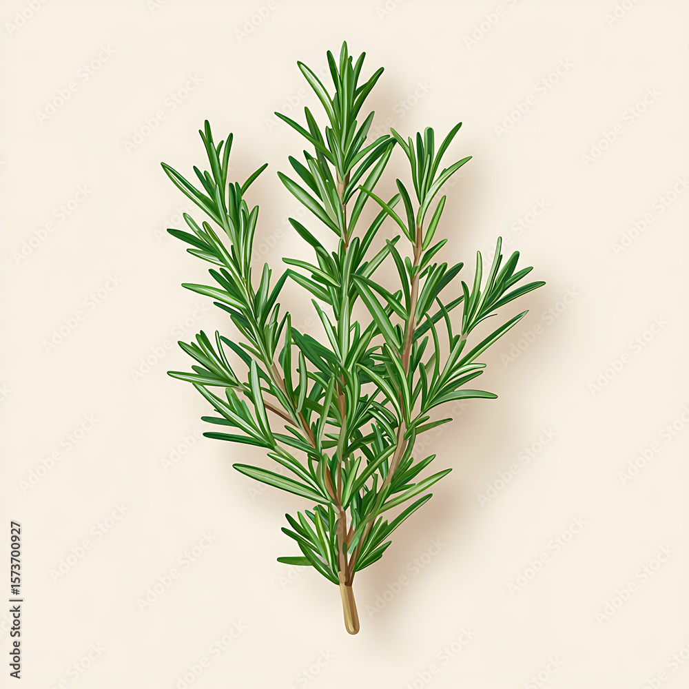 Fototapeta premium Realistic Illustration of a Rosemary Herb Sprig Isolated on Light Background