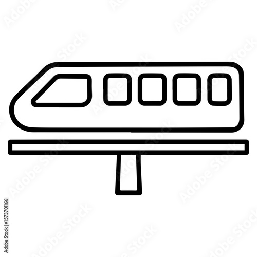 Monorail icon with transparent background symbolizing modern elevated transportation
