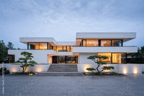 Luxury House Dusk Warm Windows