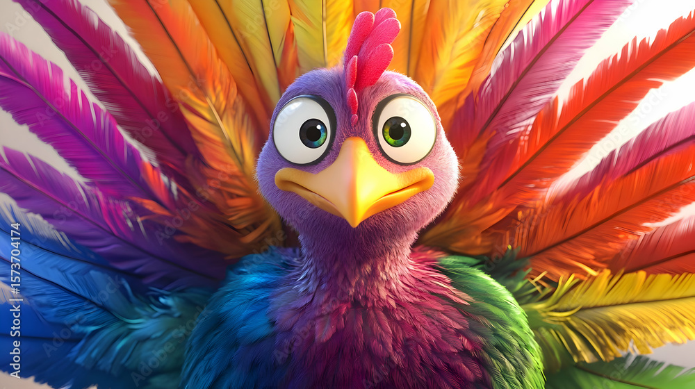 Naklejka premium Colorful cartoon turkey close up
