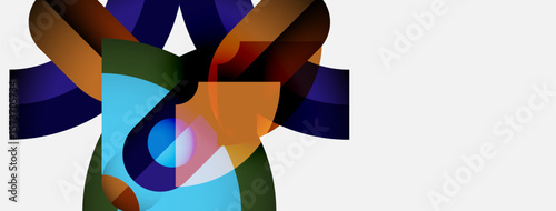 Abstract shapes overlap, creating vibrant color blends. Composition feels dynamic, modern, visually engaging. Soft gradients enhance form.