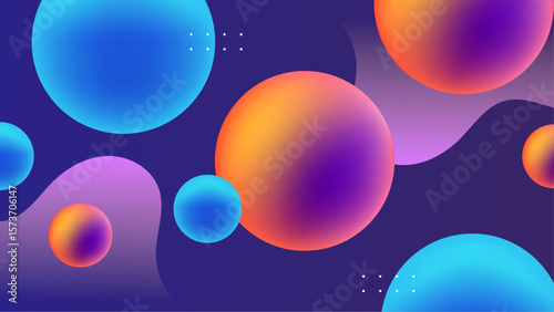 Colorful abstract gradient spheres on a dark background, suitable for digital backgrounds, graphic design projects, and modern artistic concepts.