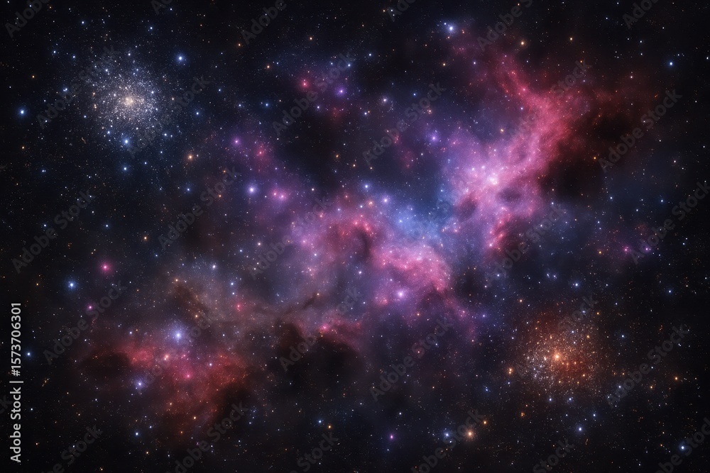 Fototapeta premium Cosmic Deep Space Scene with Brilliant Star Formations and Nebulae