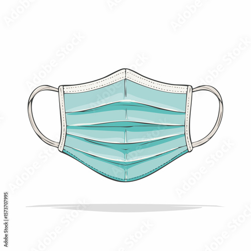 hand-drawn face mask icon in flat design with soft curves and simplified healthcare detailing