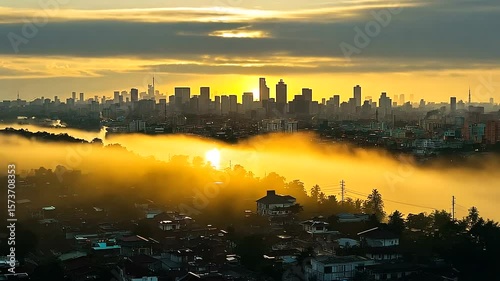 Golden Sunrise Over Manila: A Breathtaking Urban Landscape in the Philippines