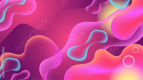 Abstract design in pink, purple, and orange fluid shapes. Suitable for backgrounds, posters, social media graphics, and artistic projects.