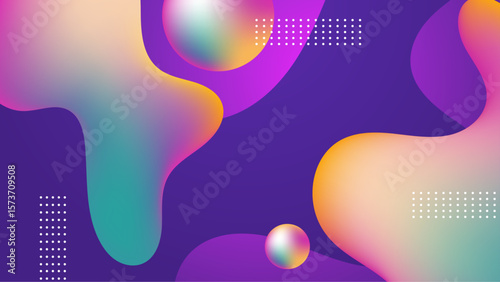 Colorful abstract fluid shapes and dots perfect for backgrounds, websites, posters, and advertising materials needing a vibrant, modern design.