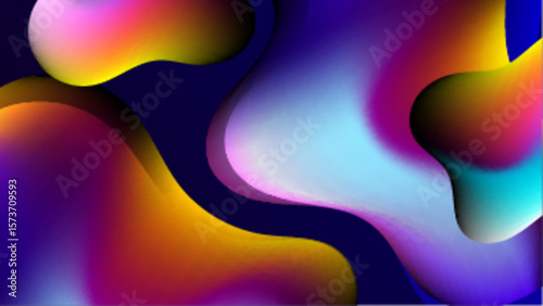 Colorful fluid shapes on a dark background, abstract art suitable for backgrounds, designs, and creative projects involving colors and shapes.