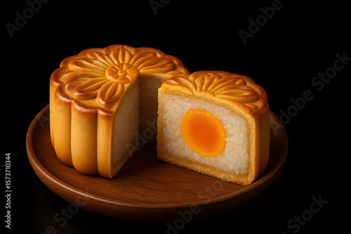 Bánh trung thu nhân dừa,  traditional Vietnamese baked mooncakes,  traditional Vietnamese baked mooncakes in flower shapes, Mid -autumn festival