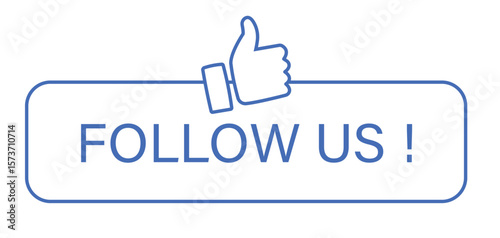 Vector follow us button icon with like gesture – outlined click to connect symbol