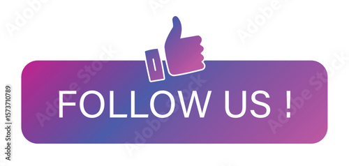 follow us Thumbs up button vector – gradient and blue icon for social media connection