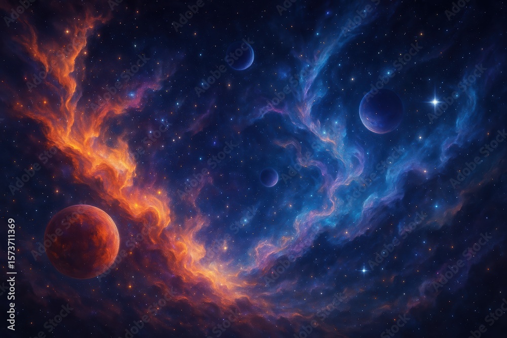 Naklejka premium Spectacular Digital Space Art with Surreal Nebula and Cosmic Phenomena
