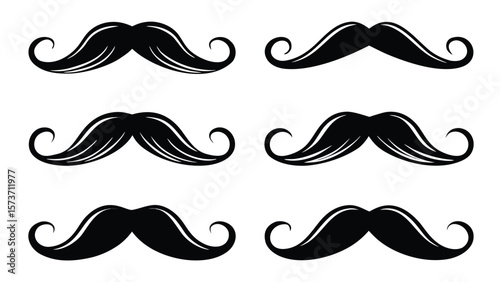 Black Mustaches Collection facial hair white