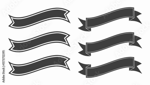 Dark grey ribbons with white outlines banner graphic