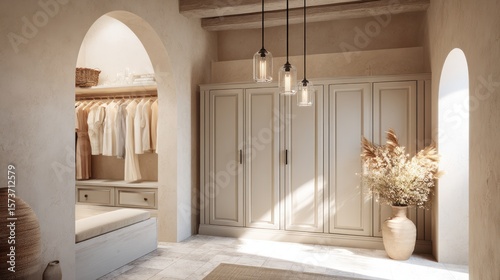 Beige Dressing Room with Archway