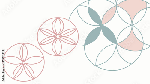 Elegant geometric floral pattern design with circles and flower shapes for digital art projects vector