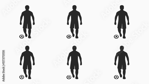 Soccer players kicking balls sport action