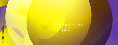 Abstract yellow, purple gradient. Overlapping shapes create dynamic visual effect. Modern design suitable for backgrounds.
