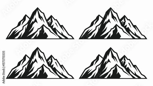 Stylized black mountain peaks jagged sharp