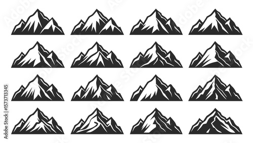 Stylized mountain peaks collection mountains summit