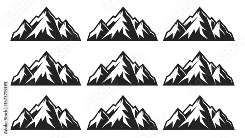 Stylized mountain peaks graphic mountains summit