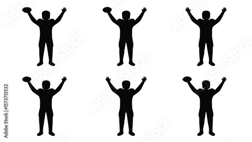 Athletes raising balls in celebration sport victory