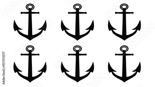 Black anchors on white background nautical maritime
