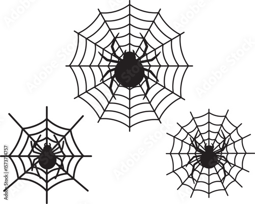 Intricate spider web design with a central spider in silhouette