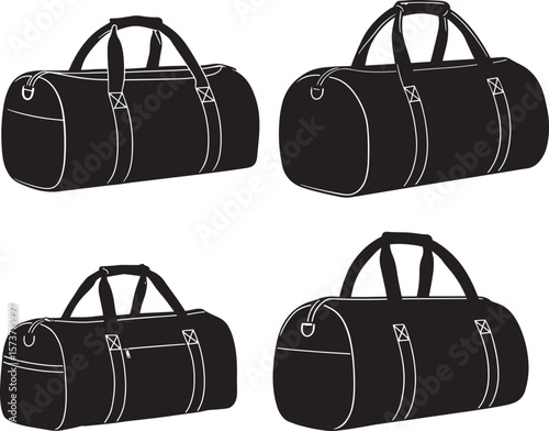 Simple black duffel bag silhouette for travel and sports