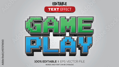 3d text effect game play theme