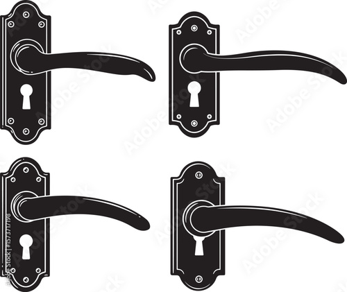 Classic door handle silhouette for interior design and architecture