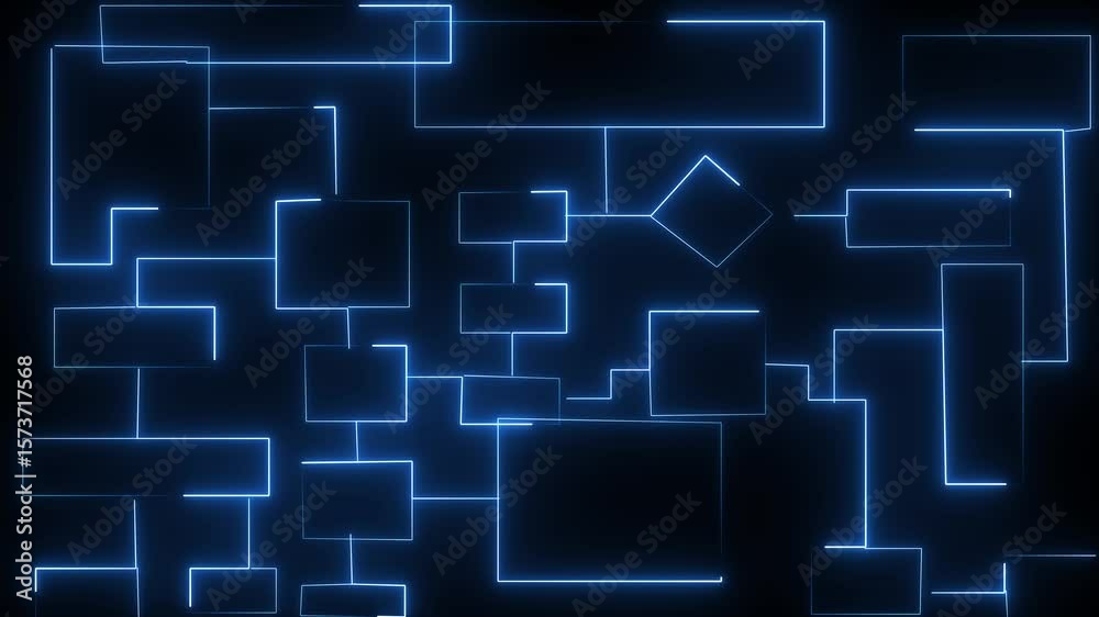 Digital neon blocks with glowing line.