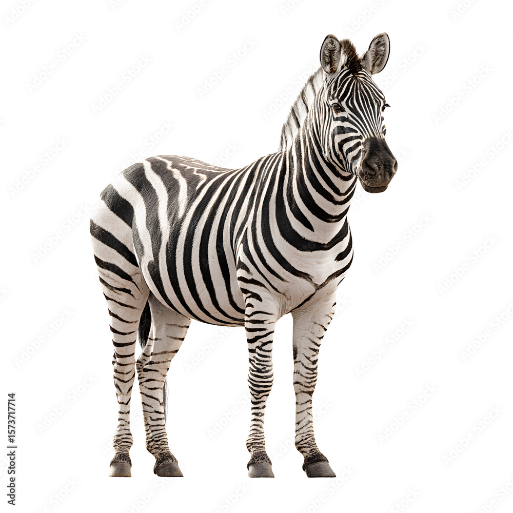 Obraz premium Zebra standing on a transparent background,