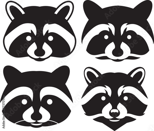 Stylized raccoon face silhouette with distinctive features