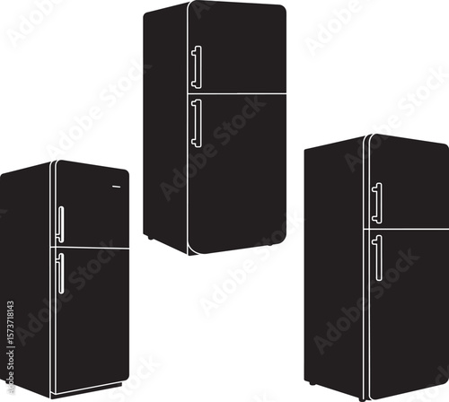 Modern kitchen refrigerator outline for appliance design silhouette