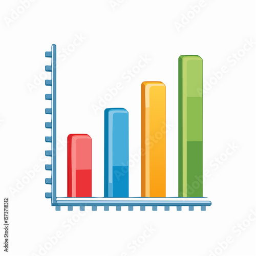 Vector icon of a bar chart, symbolizing data visualization, used to represent graphing or charting features