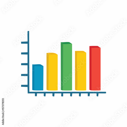 Vector icon of a bar chart, symbolizing data visualization, used to represent graphing or charting features