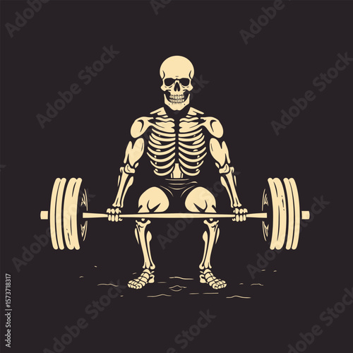 A logo of a man doing dead lifts at the gym