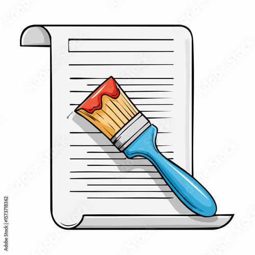Vector icon of a paintbrush over a text document, representing text color or highlighting options in the word processor