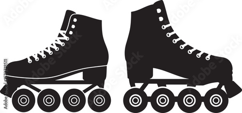 Classic roller skate illustration in a bold black silhouette style
