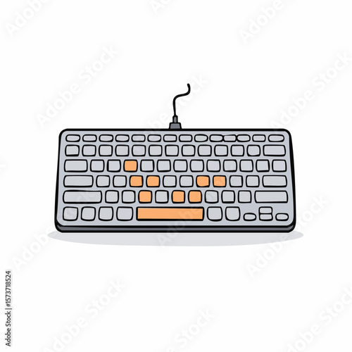 Vector icon of a keyboard with highlighted keys, symbolizing text input and editing features in the application