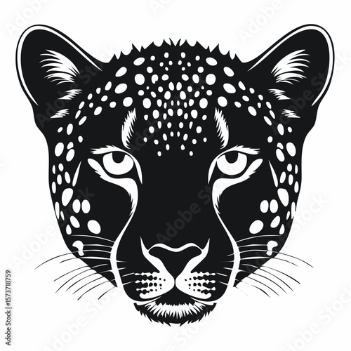 Siluette of a cheetah's head, highlighting its sleek features and intense, fast-running gaze