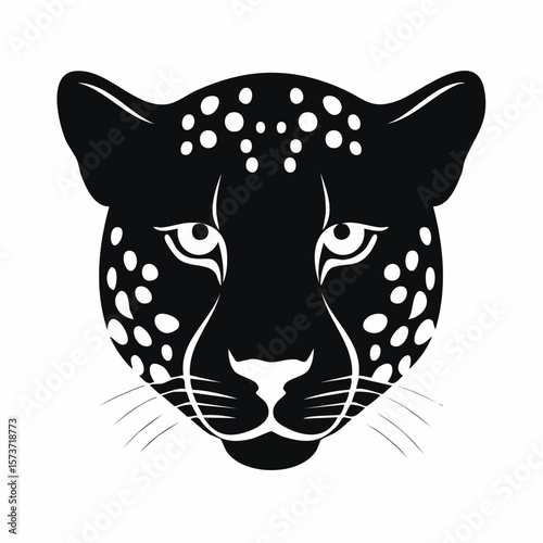 Siluette of a cheetah's head, highlighting its sleek features and intense, fast-running gaze