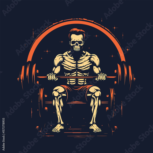 A logo of a man doing dead lifts at the gym