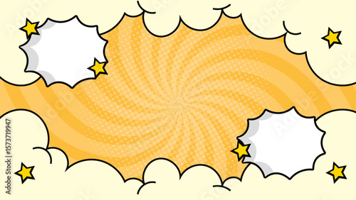 Yellow comic book style background with speech bubbles. Ideal for graphic design projects, social media posts, posters, or website banners.