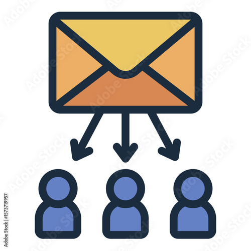 distribution mail filled line icon for sending group messages