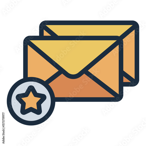 priority mail filled line icon for urgent delivery and star service